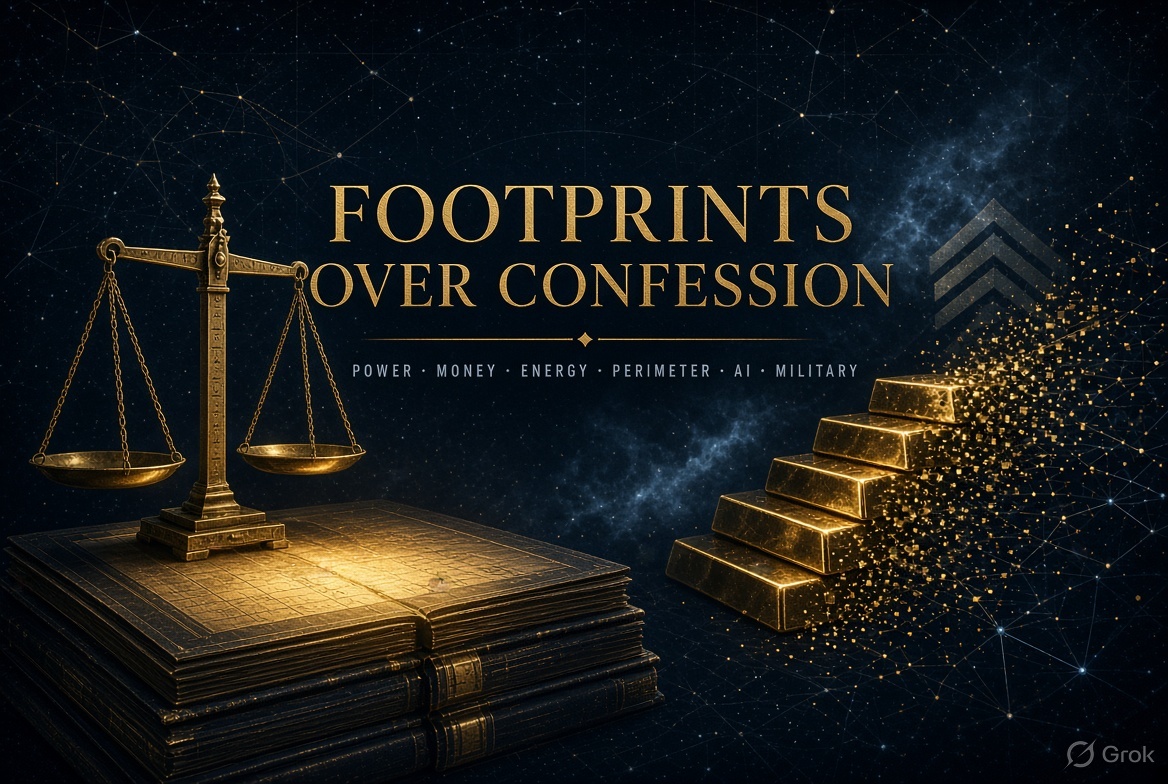 Footprints over confession: power, money, energy, perimeter, AI, military