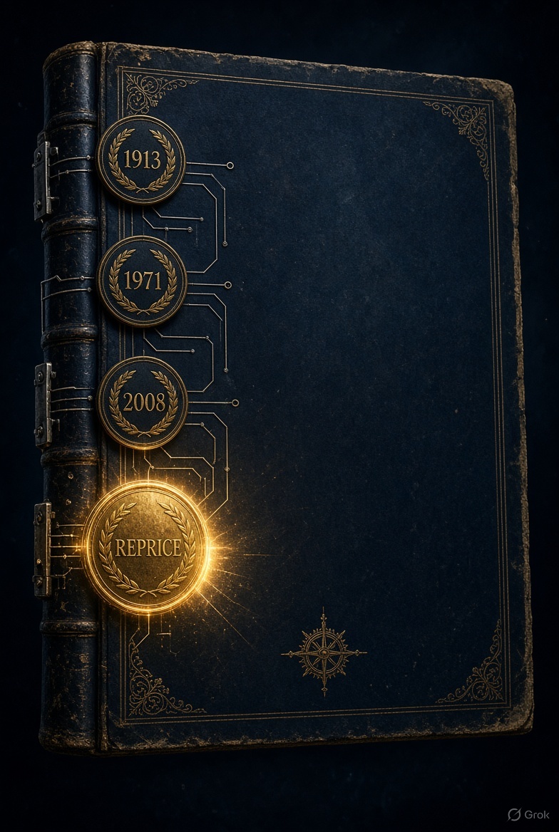 The Ledger spine: 1913, 1971, 2008, Reprice