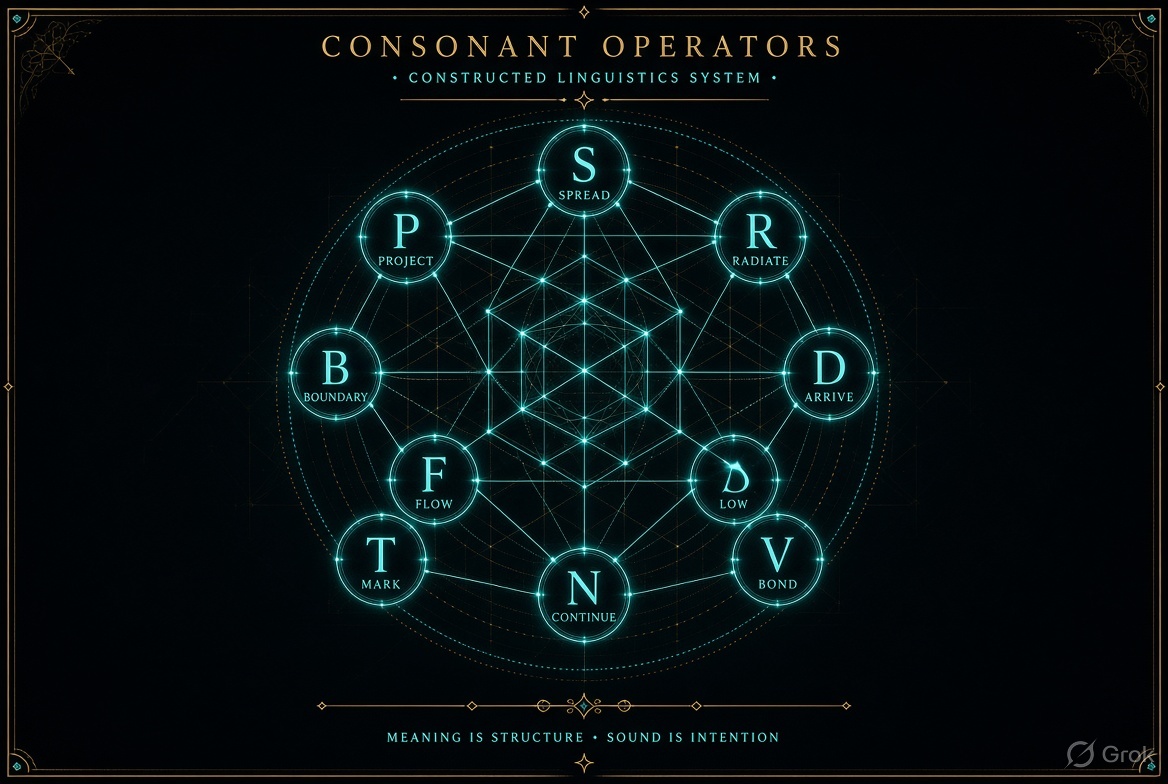 Consonant operators: constructed linguistics system